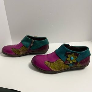 Colorful Women's Mules with Floral Accent